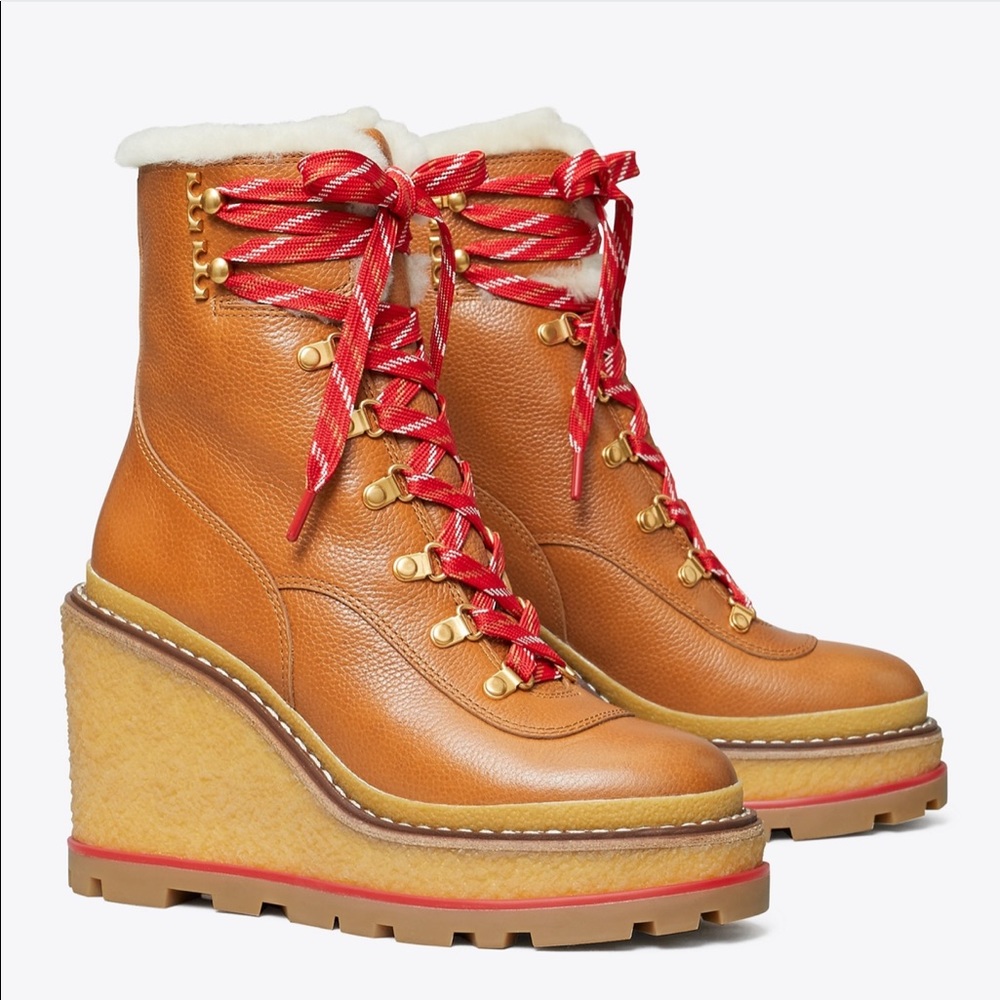 Tory Burch Hiker Wedge 95 MM Shearling Bootie